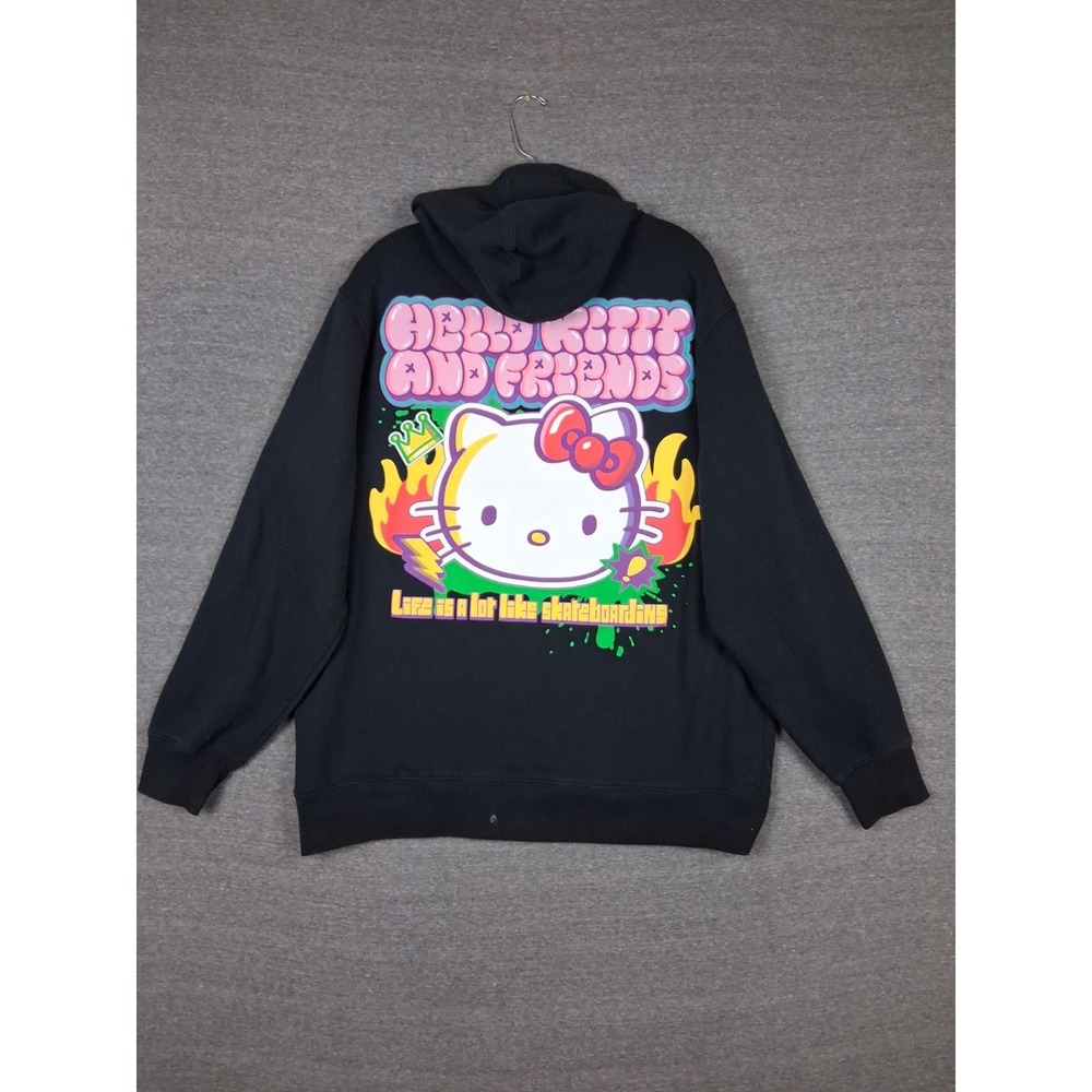 Hello Kitty Adult Hoodie‎ XL Black Fleece Pullover Sweatshirt Basketball Friends